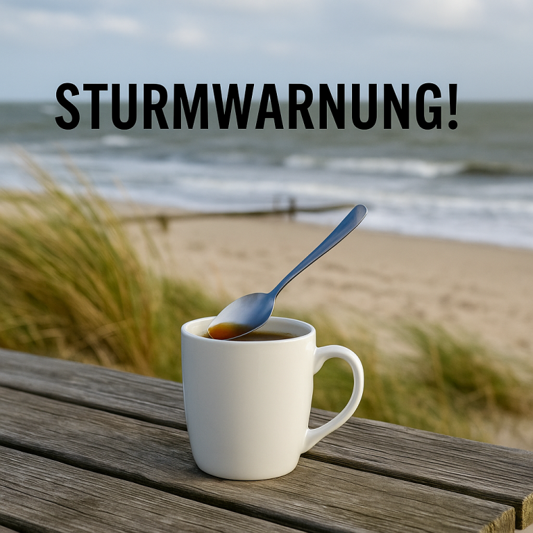 Kaffeetasse mit Löffel im Sturm
