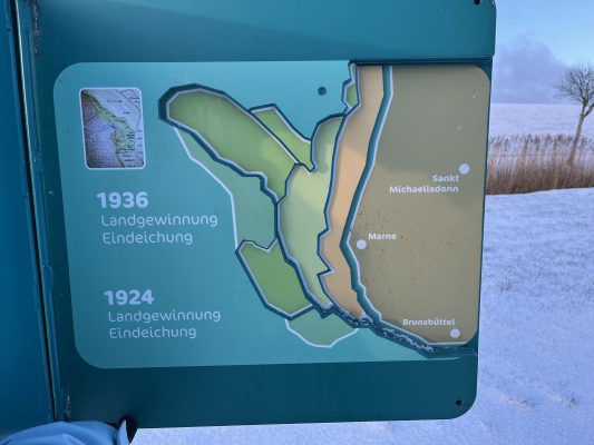 Historische Darstellung der Landgewinnung 1936 in Friedrichskoog und Dieksanderkoog